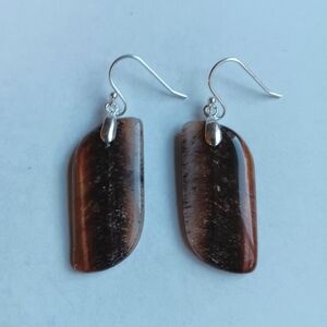 Red Tiger's Eye Gemstone Earrrings with 925 Sterling Silver Findings